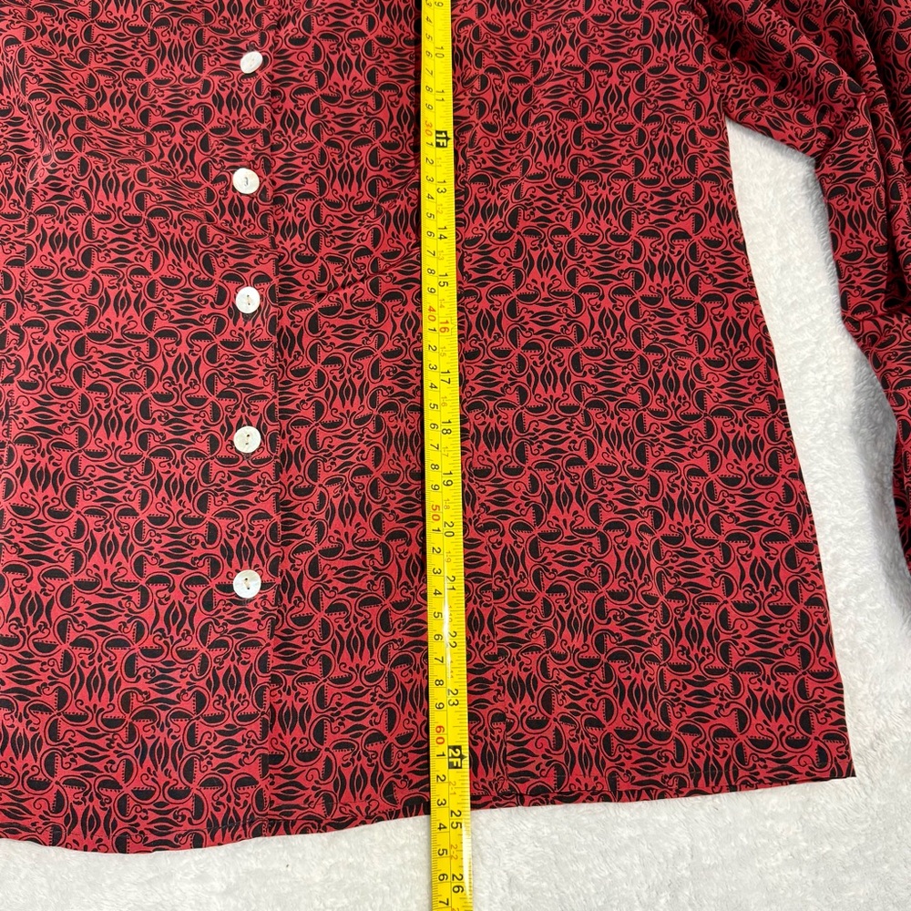 Vintage 90s Worthington Red Black Abstract Button‎ Blouse - Picture 7 of 7